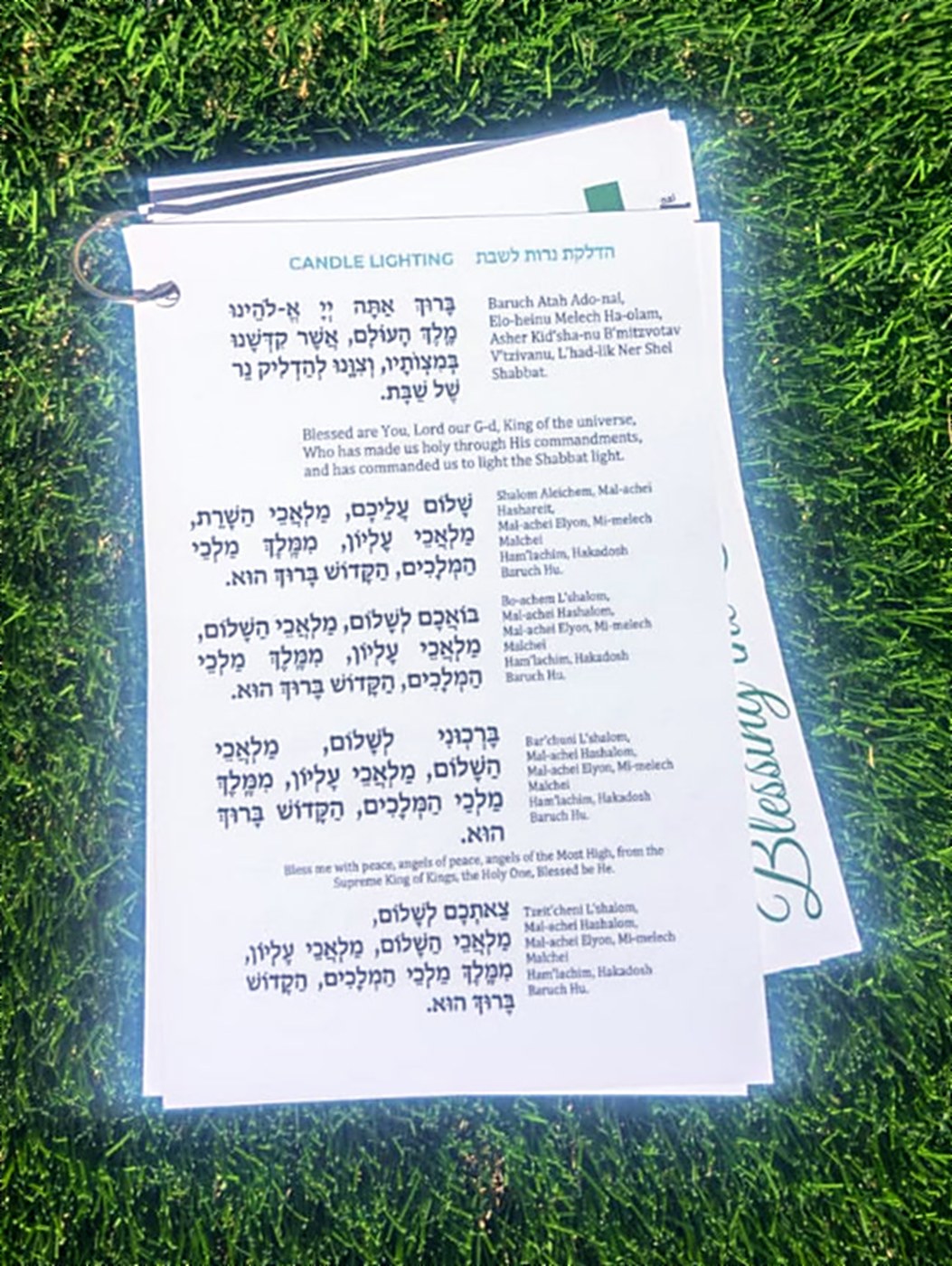 Blessing cards on grass