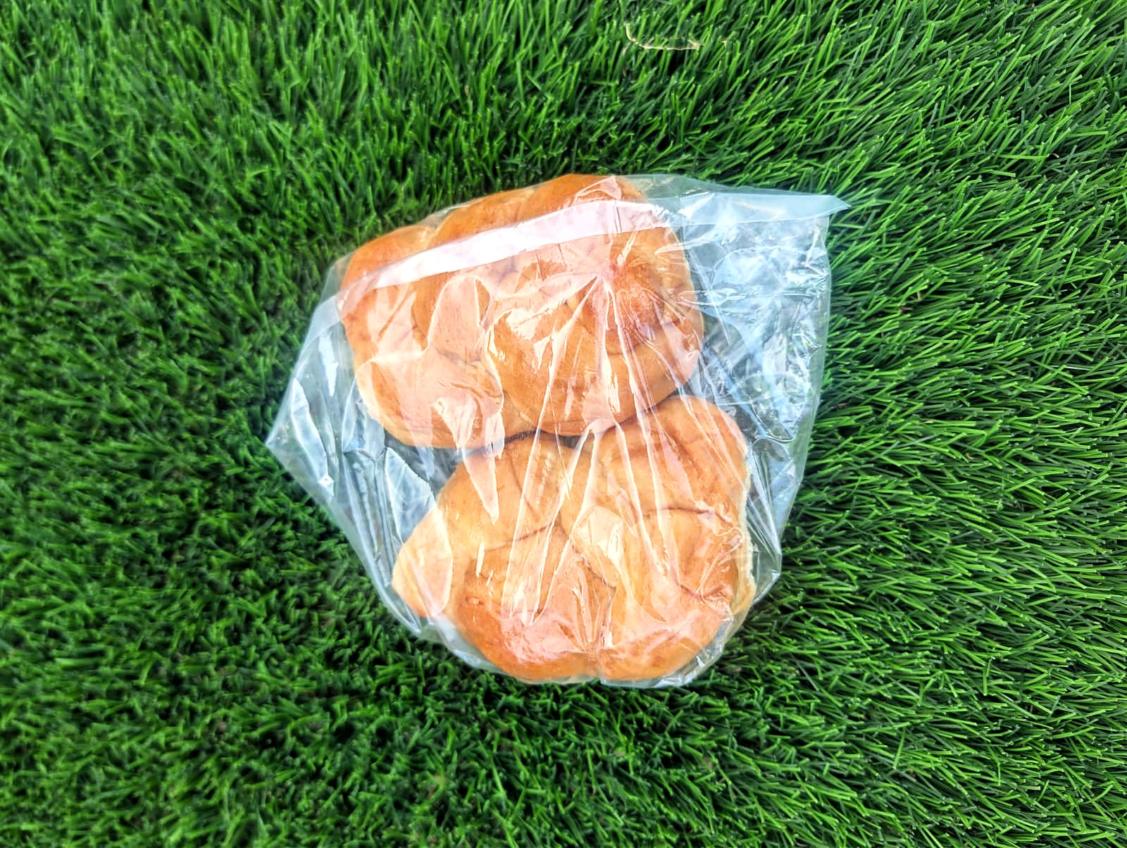 Two challahs on grass